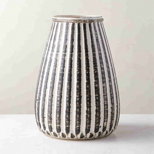 Ribbed hvid vase