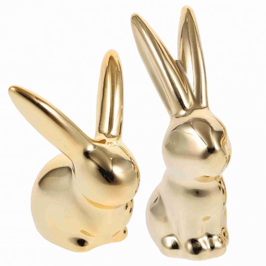 2 pcs Figurine di coniglio Ornamenti in ceramica Desktop Rabbits Statue Table Crafts