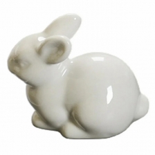 White Rabbit Bunny Figurine Hand Painted Ceramic Miniature Collectible
