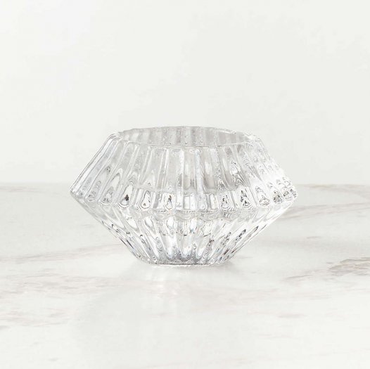 Ribbed glas reversibelt stearinlys