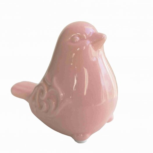 Nuovo statue di figurina per uccelli in ceramica glassata da giardino francese (rosa)