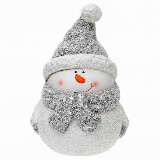 Figurina per pupazzo di neve in ceramica di Natale con toque 7 "