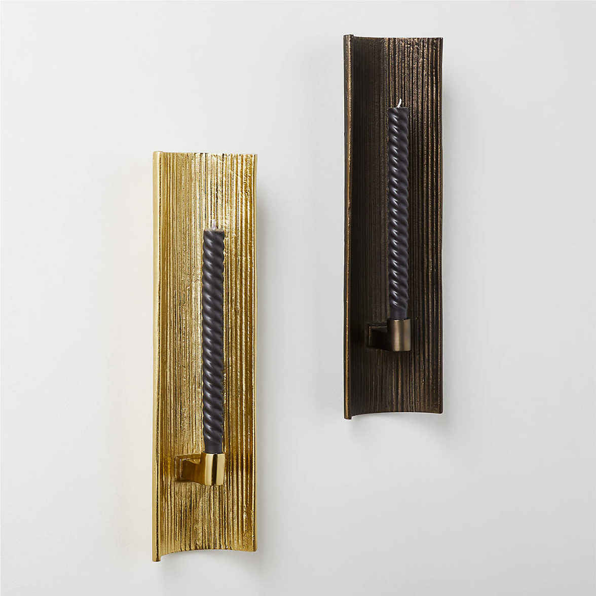 Portacandele a muro in ottone increspato