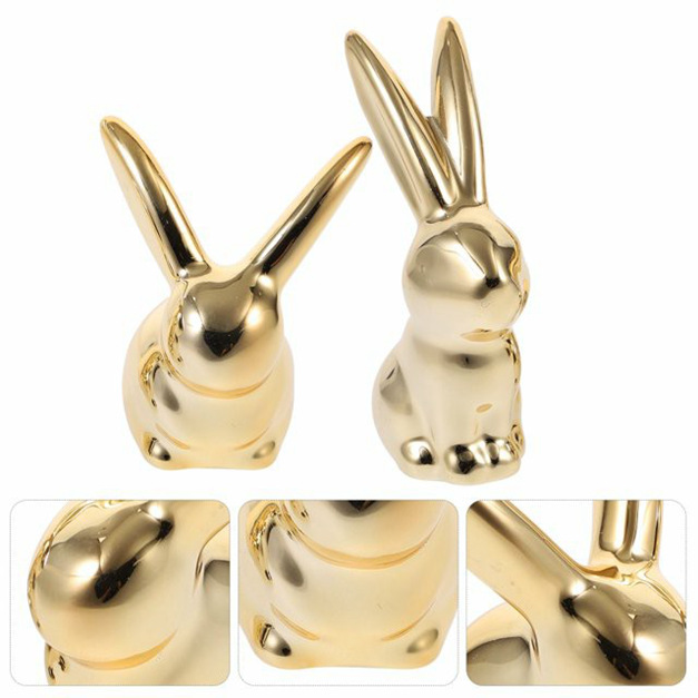 2pcs králičí figurky keramické ozdoby zajíček na stolní stolní stolní stůl řemesla