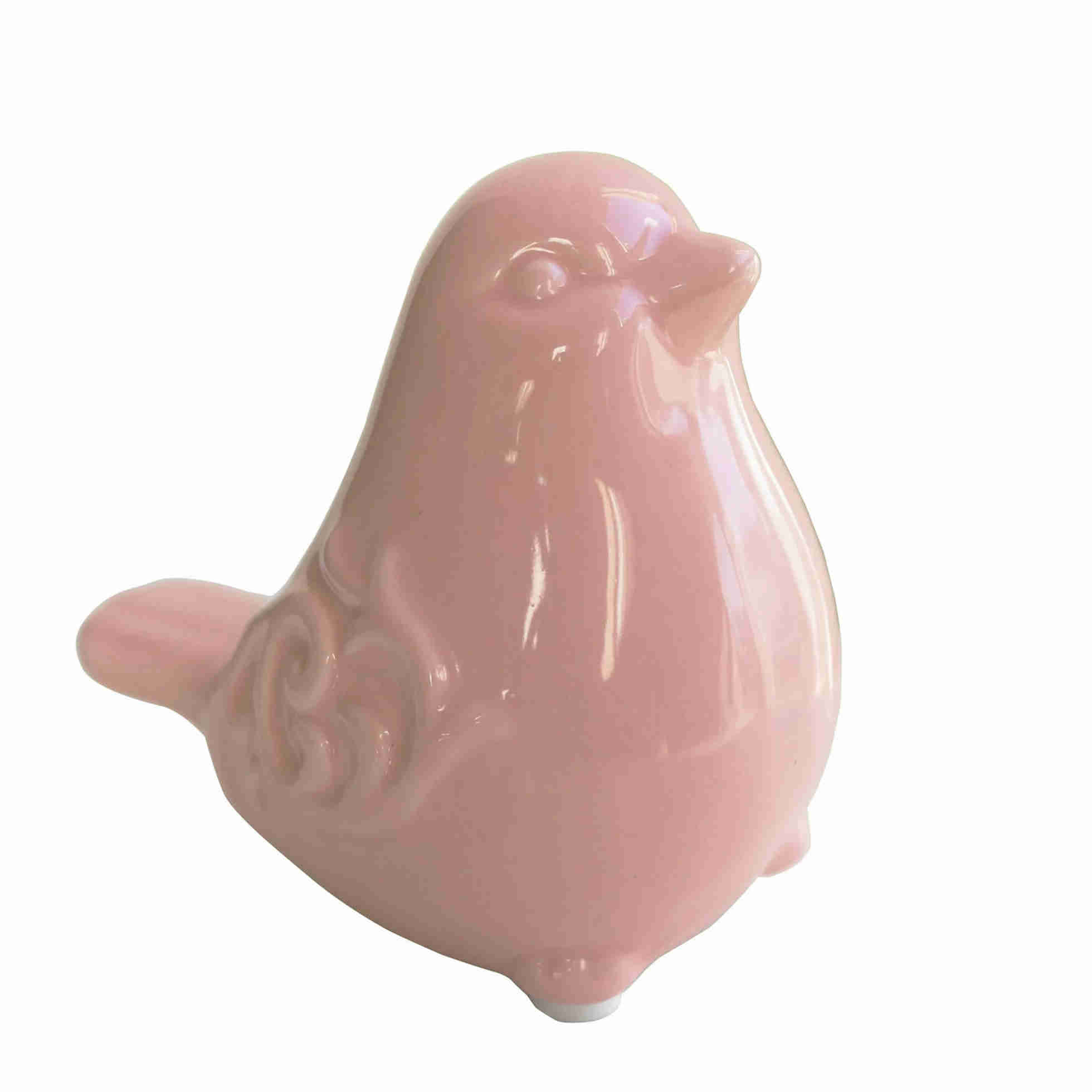 Nuovo statue di figurina per uccelli in ceramica glassata da giardino francese (rosa)