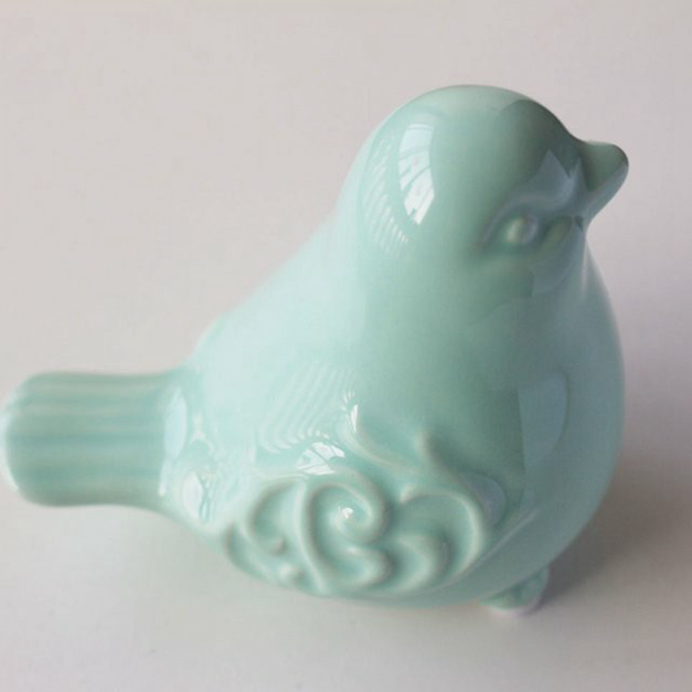 Nuova figurina di uccelli in cottage da giardino francese figurina per uccelli vetri verde chiaro, statua di uccelli, scultura degli uccelli