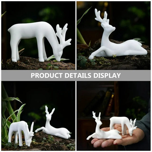 2PCS keramické figurky jelenů Kreativní jelenky Tea TEA Pet Home Desktop Ozdoby