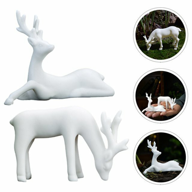 2PCS keramické figurky jelenů Kreativní jelenky Tea TEA Pet Home Desktop Ozdoby