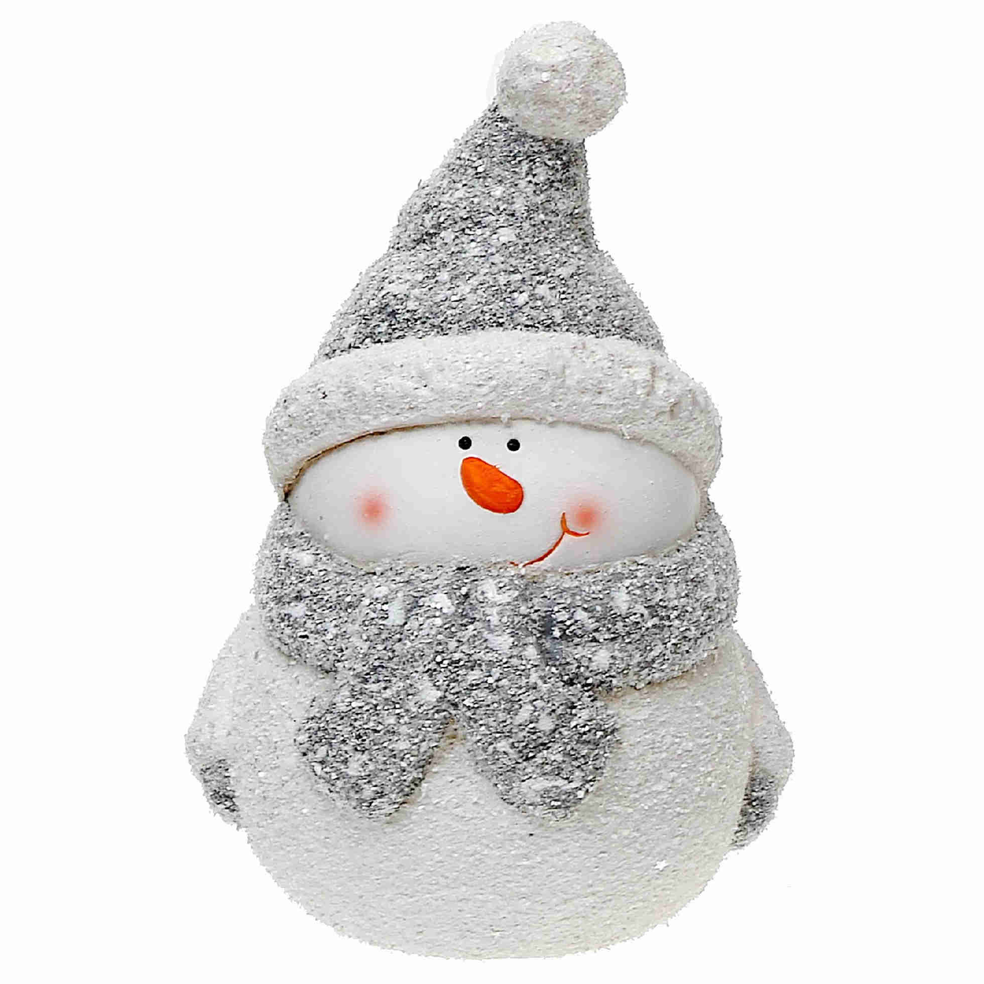Figurina per pupazzo di neve in ceramica di Natale con toque 7 "