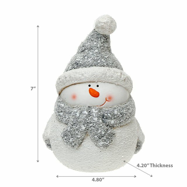 Figurina per pupazzo di neve in ceramica di Natale con toque 7 "